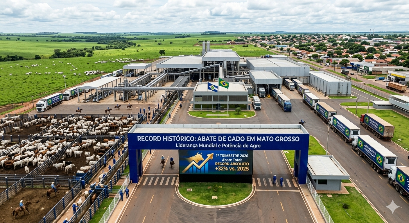 Gigante da Pecuária: Mato Grosso Bate Recorde Histórico de Abate de Gado no 1º Trimestre de 2026 Gigante da Pecuária: Mato Grosso Bate Recorde Histórico de Abate de Gado no 1º Trimestre de 2026