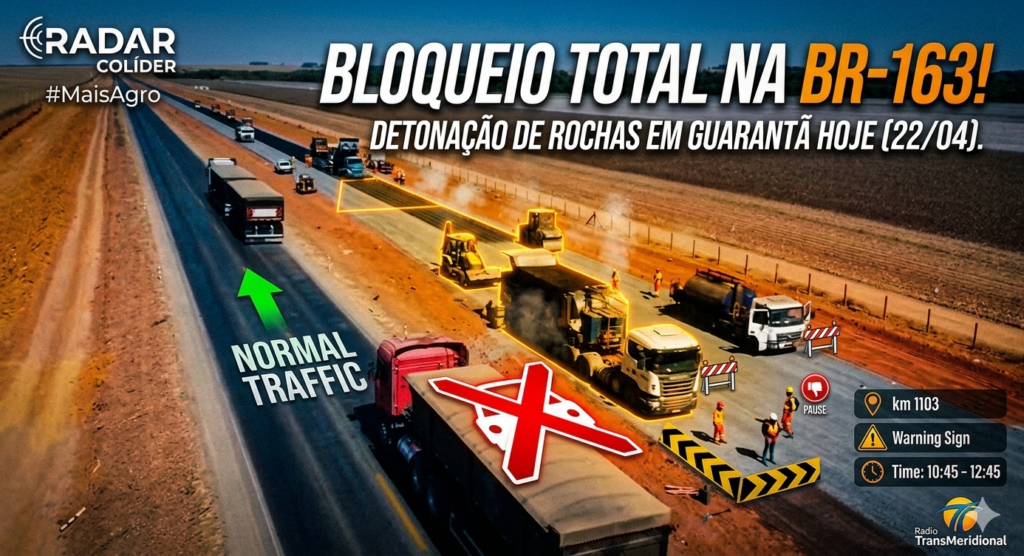 Atenção Motorista: BR-163 terá interdição total em Guarantã do Norte nesta quarta-feira (22)