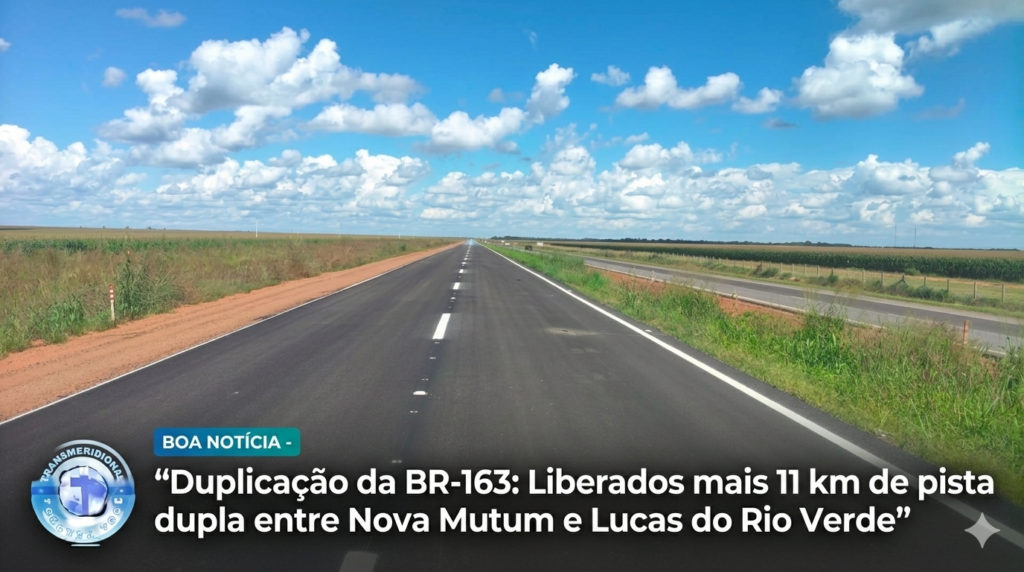 Boa Notícia – Duplicação da BR-163: Liberados mais 11 km de pista dupla entre Nova Mutum e Lucas do Rio Verde