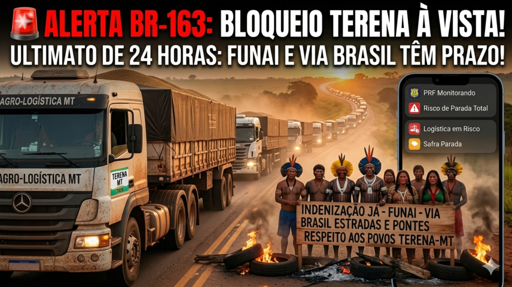 TENSÃO NA BR-163: Indígenas Terena ameaçam bloqueio total em protesto por indenizações e infraestrutura TENSÃO NA BR-163: Indígenas Terena ameaçam bloqueio total em protesto por indenizações e infraestrutura
