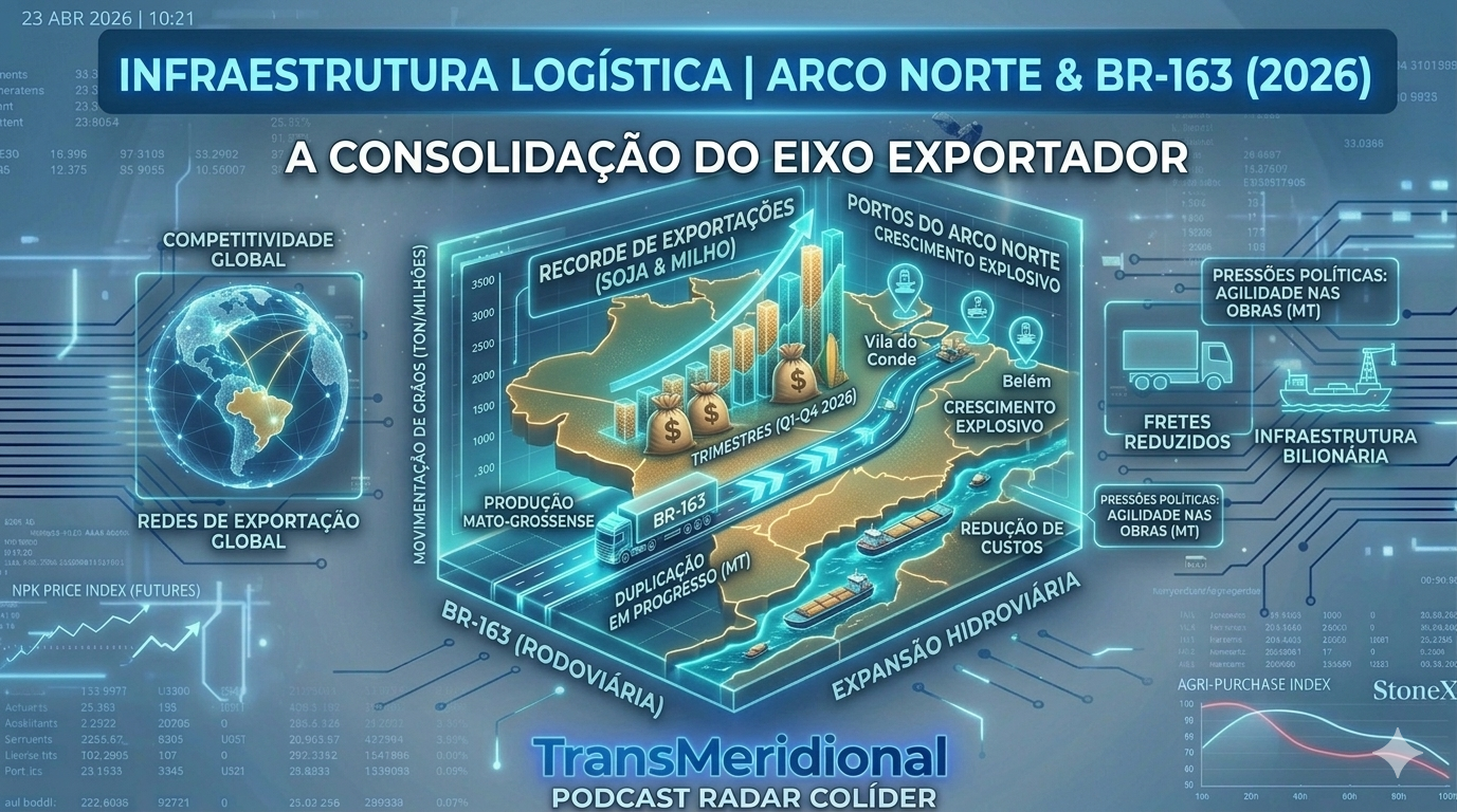 Podcast: Arco Norte: A importância da infraestrutura moderna para manter a competitividade do agronegócio no mercado internacional.