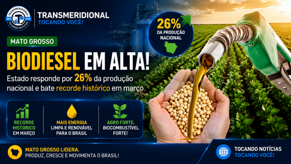 Biodiesel em alta: Mato Grosso responde por 26% da produção nacional e bate recorde histórico em março
