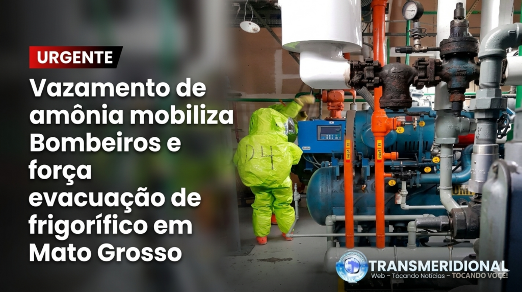 URGENTE. Vazamento de amônia mobiliza Bombeiros e força evacuação de frigorífico em Mato Grosso URGENTE. Vazamento de amônia mobiliza Bombeiros e força evacuação de frigorífico em Mato Grosso