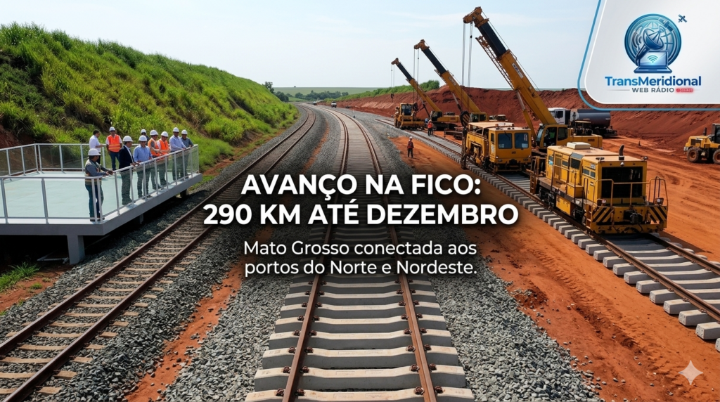 A Ferrovia de Integração do Centro-Oeste (FICO) avança: 290 km de ferrovia ligando Mato Grosso aos portos do Norte e Nordeste ficam prontos até dezembro