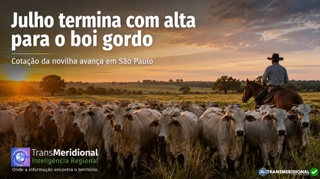 COTAÇÕES: Julho termina com reação consistente da arroba e reforça perspectiva positiva para a pecuária brasileira
