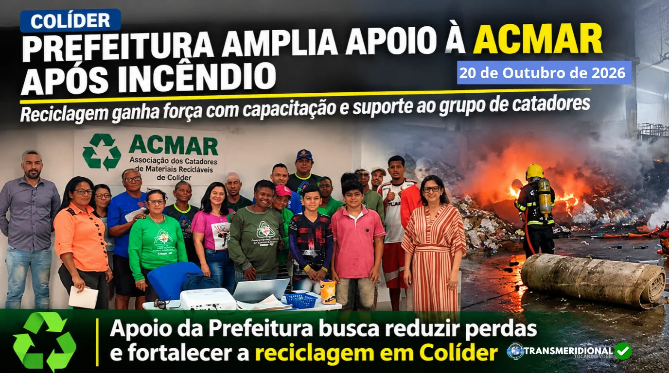 Ap&oacute;s inc&ecirc;ndio, apoio &agrave; ACMAR busca reduzir perdas e fortalecer a reciclagem em Col&iacute;der
