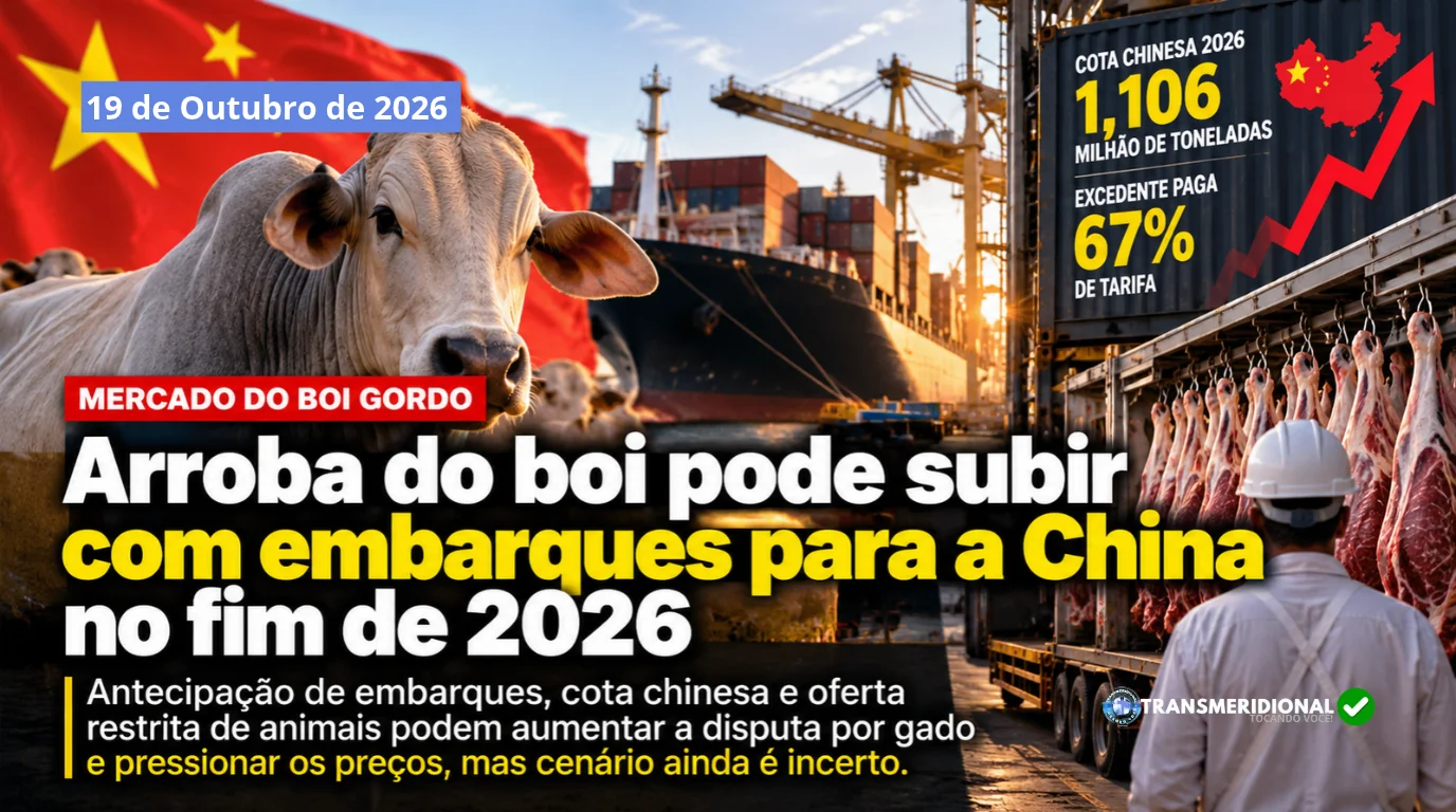 Arroba do boi pode subir no fim de 2026, mas cota chinesa e oferta de animais tornam o cen&aacute;rio incerto