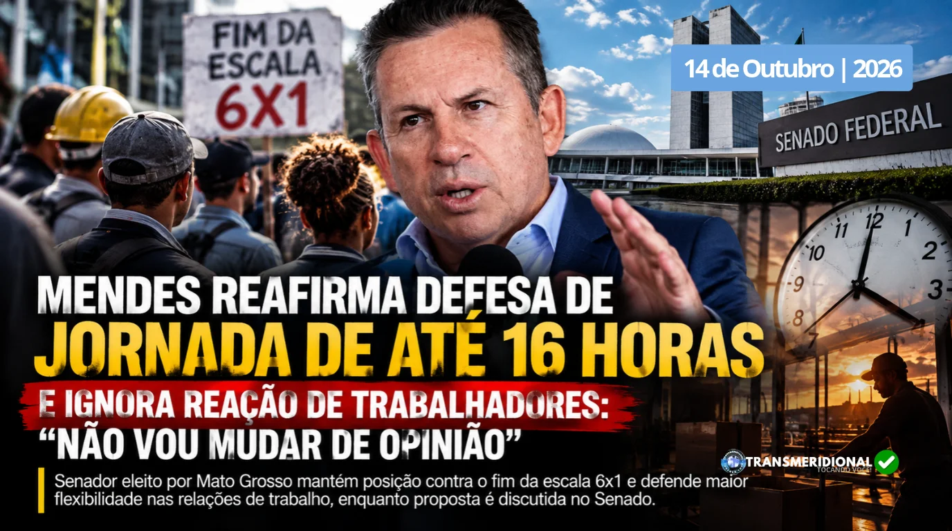 Mauro Mendes mant&eacute;m posi&ccedil;&atilde;o contra o fim da escala 6&times;1 e reafirma defesa de jornadas de at&eacute; 16 horas