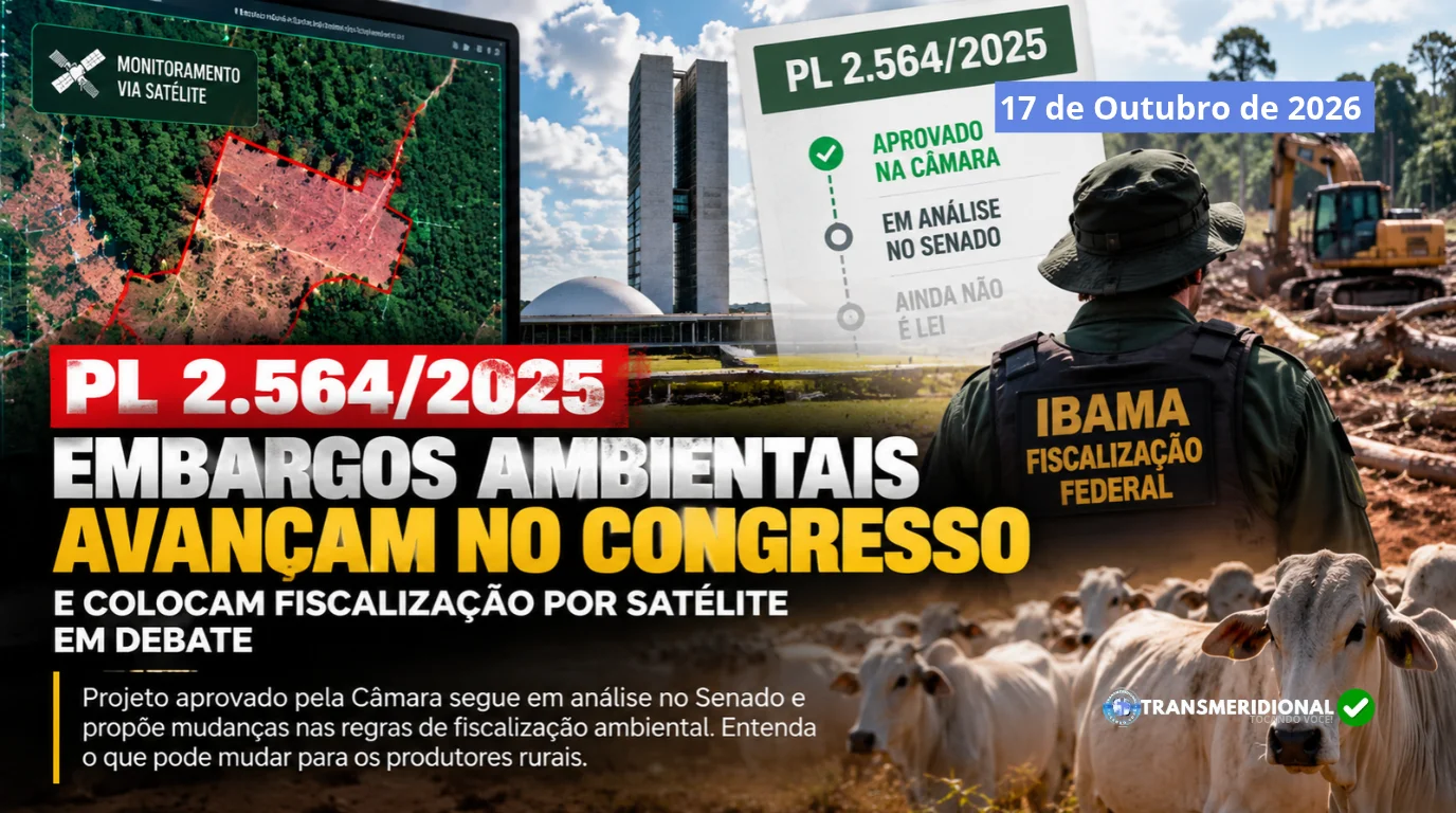 PL sobre embargos ambientais avan&ccedil;a no Congresso e coloca fiscaliza&ccedil;&atilde;o por sat&eacute;lite em debate