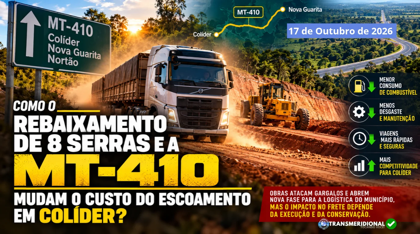 Como o rebaixamento de 8 serras e a MT-410 podem mudar o custo do escoamento em Col&iacute;der